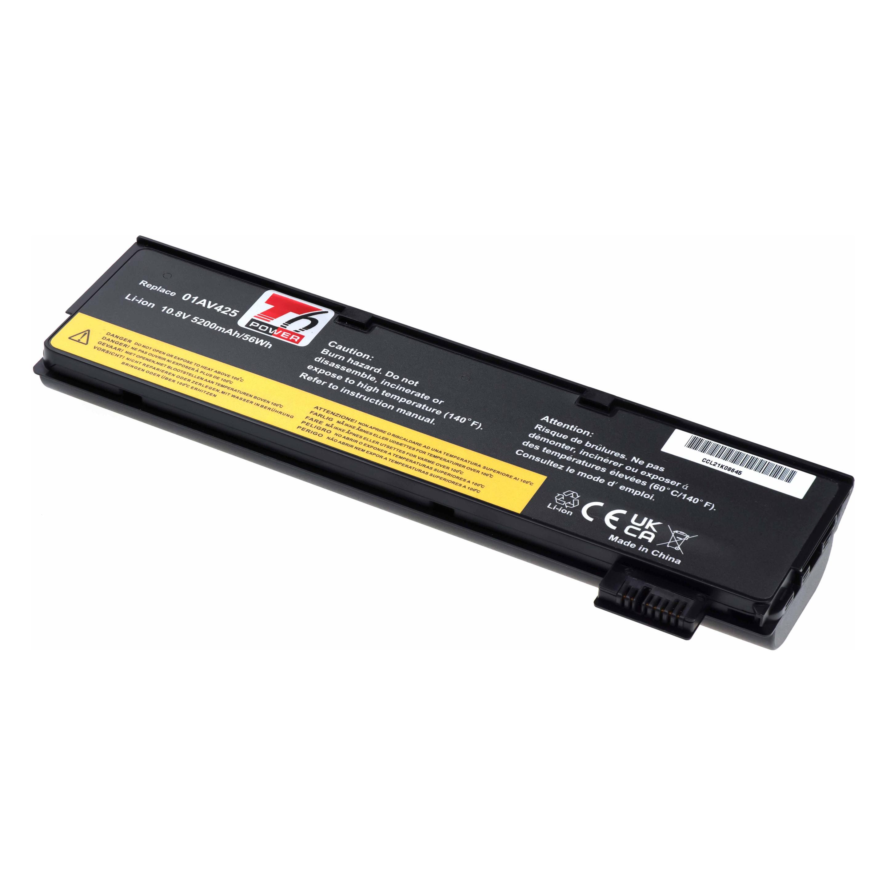 T6 Power Baterie Lenovo ThinkPad T470, T480, T570, T580, P51s, P52s,,, 6cell (6 Zellen, 5200 mAh) (NBIB0126)