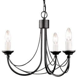 Kronleuchter Hängelampe Deckenleuchte Stahl Schwarz D 47 cm Esszimmerleuchte