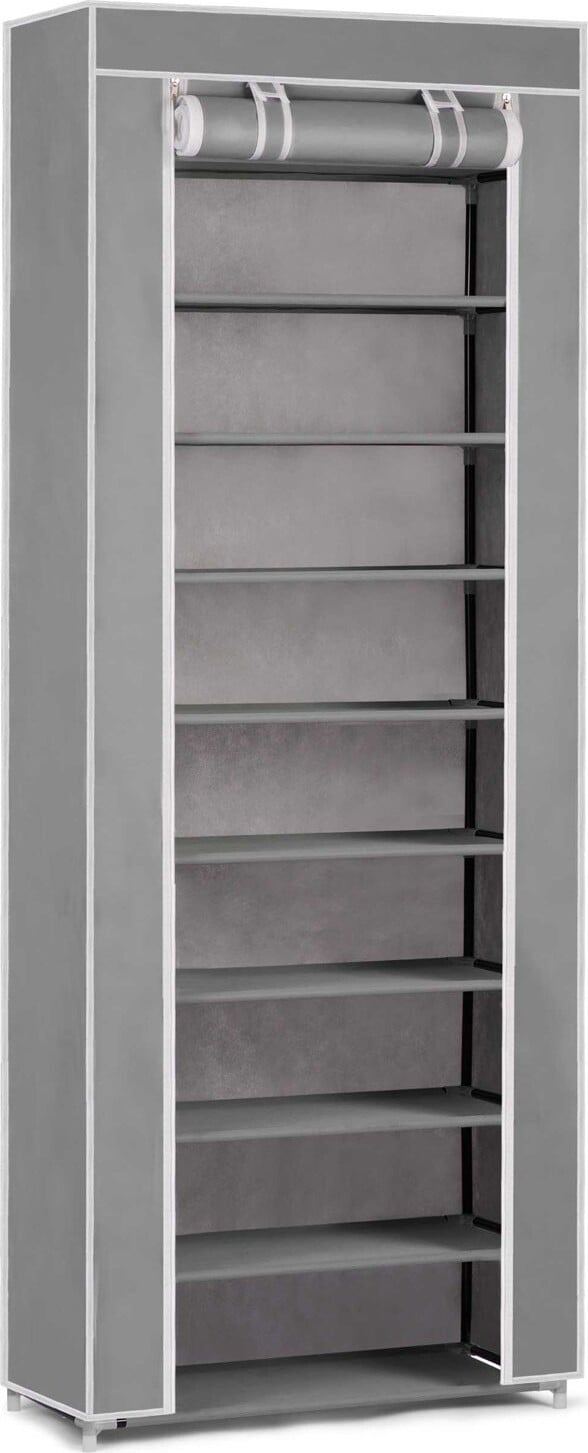 Massido 680201 schoenenkast van textiel, lichtgrijs, B: 28 cm, D: 58 cm, H: 175 cm