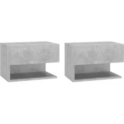 Décoshop26 - Set aus 2 wandmontierten Nachttischen mit Schublade und Ablage in grauem Holzwerkstoff DEC036079