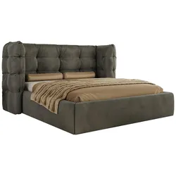 POLSTERBETT FLONELLE CLASSIC 180/200 - Dunkelgrau Velvet - Schaum-Matratze