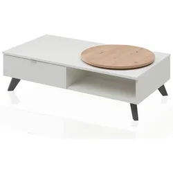 Couchtisch mit Schublade und Drehteller Weiß
