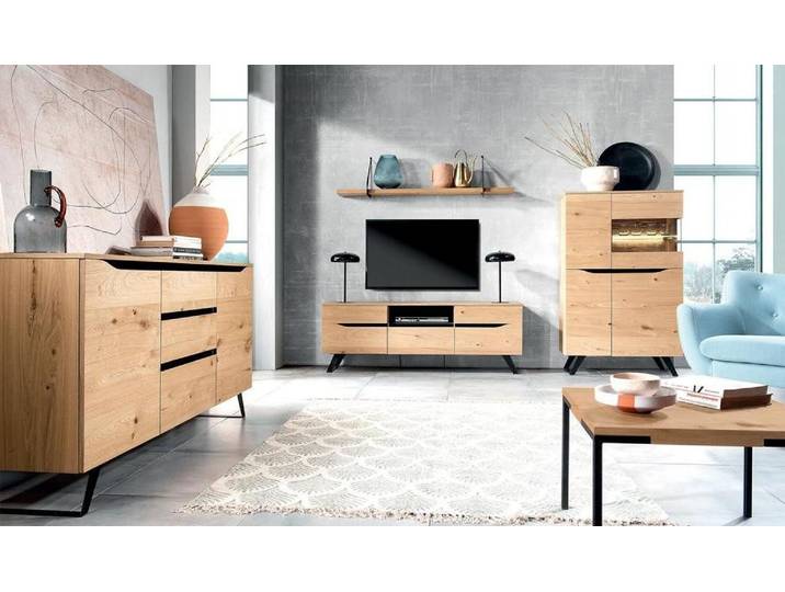 Xlmoebel TV-Schrank Elegantes Holz-Lowboard mit Wohnzimmerschrank und Wandregal (4-St., Sideboard) Hergestellt in Europa