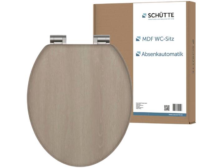 WC-Sitz SCHÜTTE MODERN WOOD , braun (holzoptik), B:37,5cm H:5,5cm L:43,5cm, MDF - Mitteldichte Holzfaserplatte, WC-Sitze, WC-Sitz, Toilettendeckel, mit Absenkautomatik