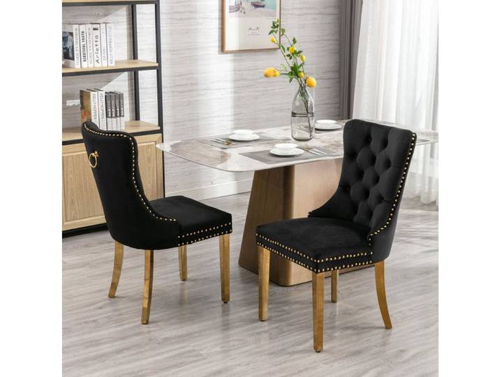 Chaise Salle A Manger Velours Noir Siege Contemporain FloraGrace Pour Salle A Manger Montage En 15 Min 50x65x95cm
