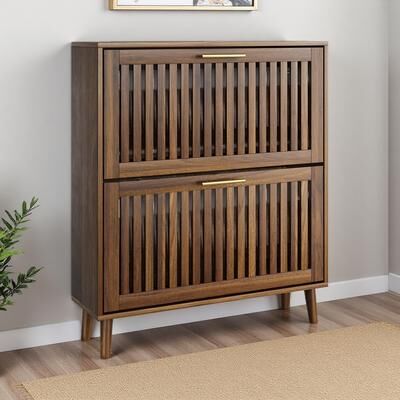 ZWYO HOSIMU Freestanding Shoe Cabinet with 2 Flip Drawers for Entryway