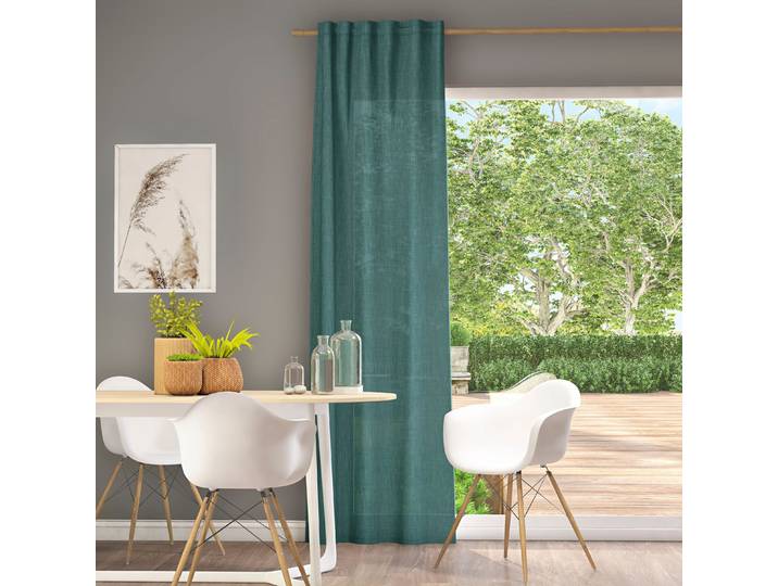 Vorhang NEUTEX FOR YOU Mara-ECO Gr. 1, grün (smaragd), B:144cm H:245cm, Jacquard, Polyester, Gardinen, Vorhang