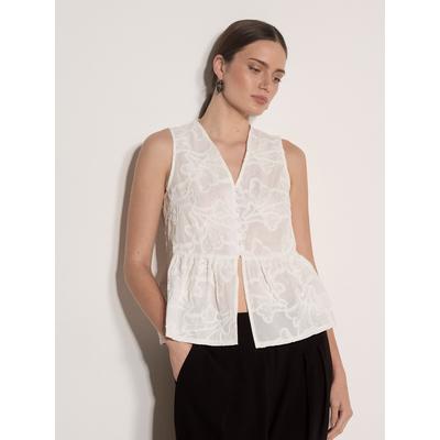 Blusentop APRICOT "Peplum-Oberteil", Damen, Gr. L (40), weiß, gewebt, Obermaterial: 100% Baumwolle CO., uni, normal, V-Ausschnitt, Blusen Blusentop, mit Blumenstickerei