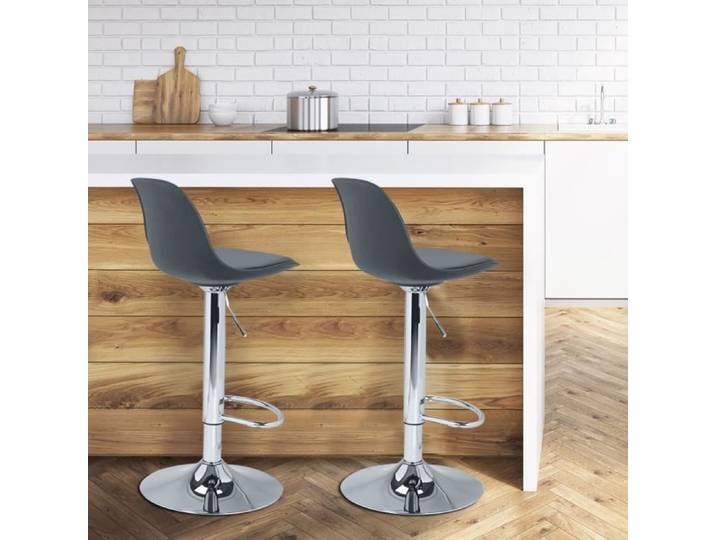 IDMARKET Lot de 2 tabourets de bar KARL design gris