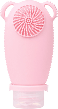 Everyday Crate 2 In 1 Travel Shampoo Bottle With Brush Leakproof Silicone Squeeze Dispenser light Pink