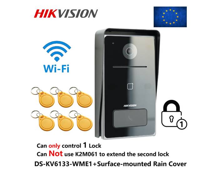 HIKVISION Multi-langue DS-KV6133-WME1 IP sonnette, WiFi sonnette, téléphone de porte, interphone vidéo, étanche, carte IC Anderson