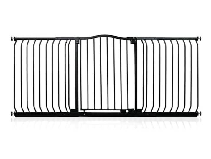 Safetots Treppenschutzgitter mit Gebogenem Oberen Teil, 179cm - 188cm, Mattschwarz, Treppenschutzgitter mit Druckbefestigung, Babygitter für Türen