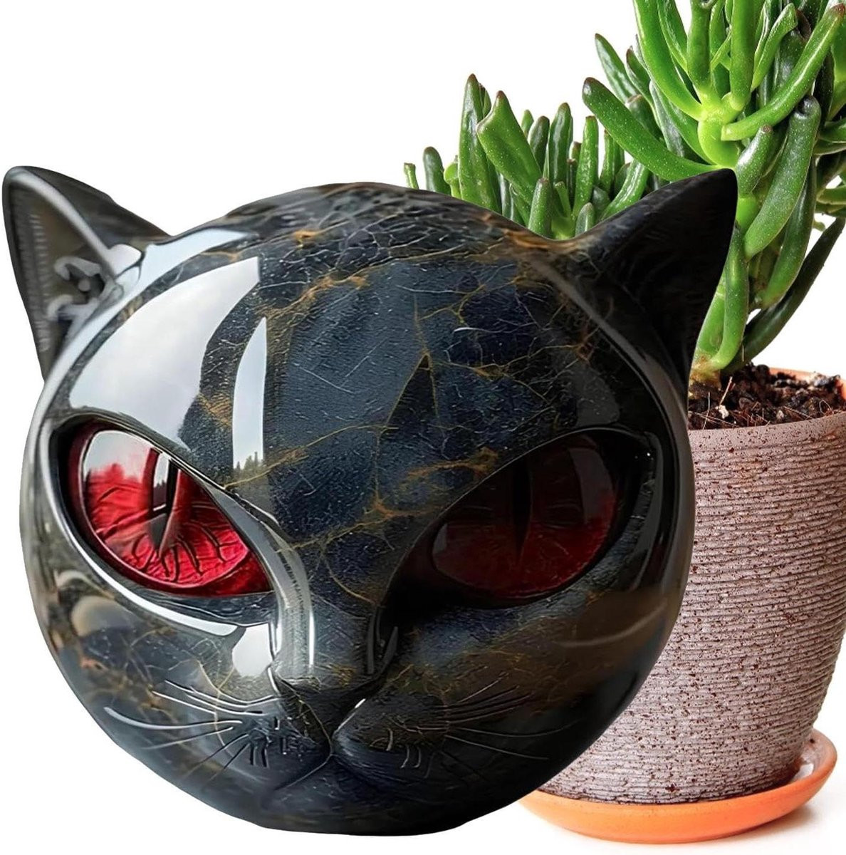 Zwart Kattenfiguur Decoratie - Handgemaakt Hars Sculptuur voor op Tafel