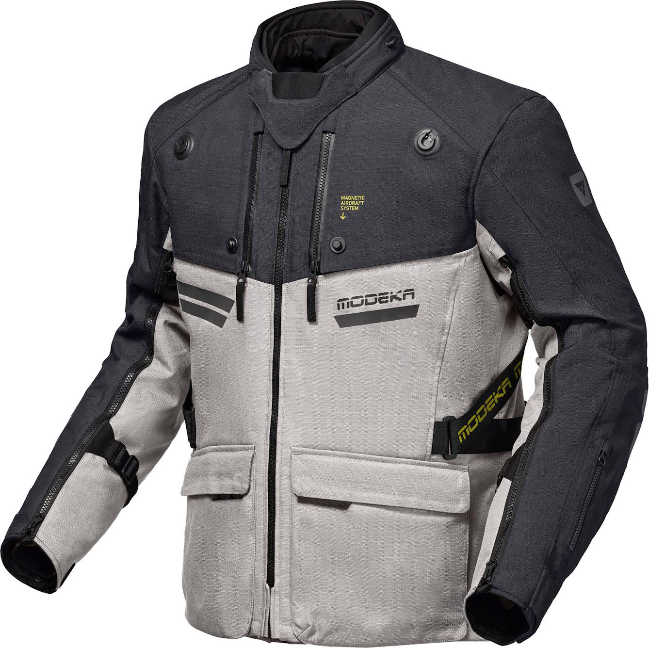 Modeka Atlaz Textiljacke Hellgrau / Schwarz 5XL