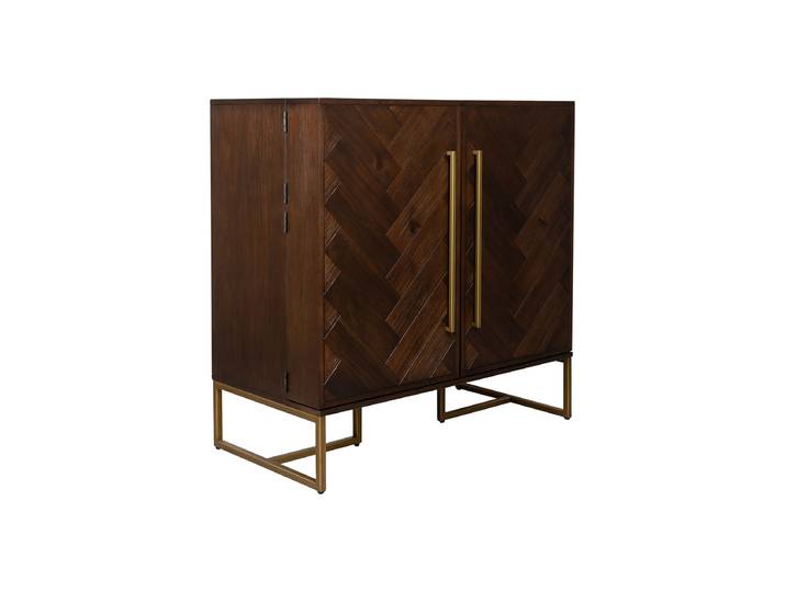 Design Barschrank „Class“ Dunkelbraun, Gold Dutchbone