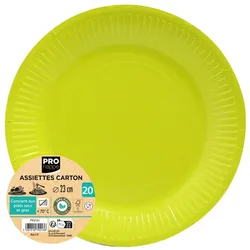 Pronappe 79213I 25x 20 runde Pappteller, 23 cm - Kiwigrün