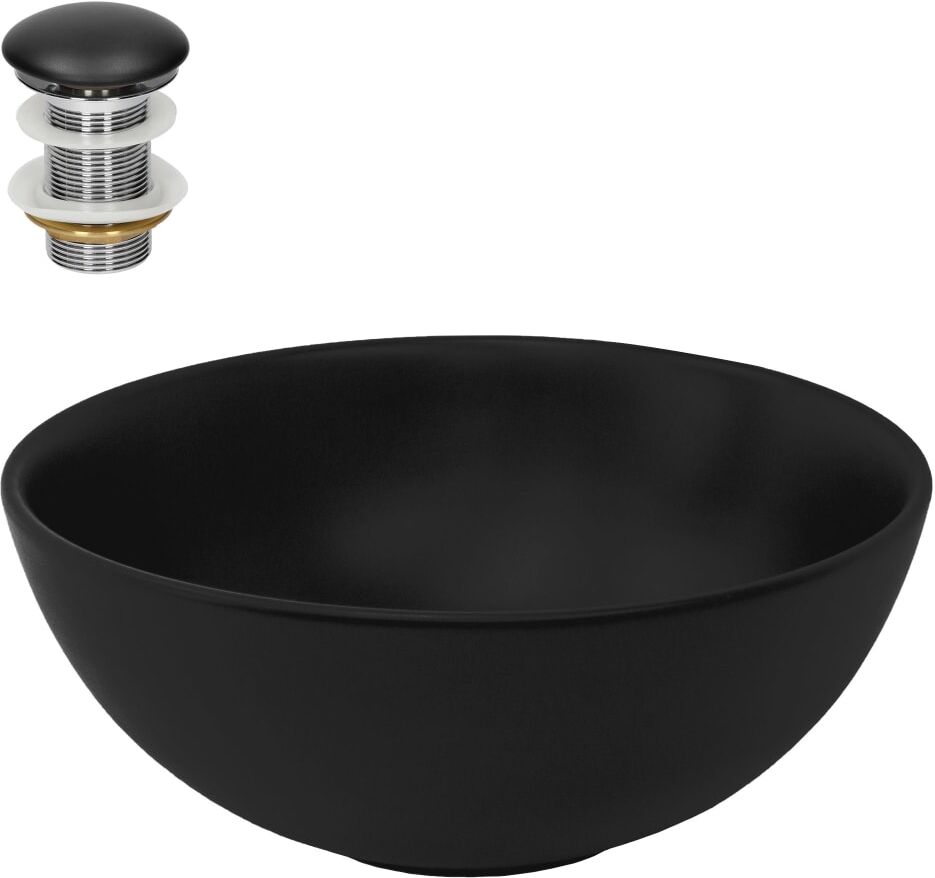 ML-Design Lavabo sobre encimera de cerámica con desagüe lavamanos negro