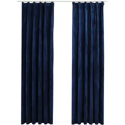 vidaXL Verdunkelungsvorhänge Haken 2 Stk. Samt Dunkelblau 140x245cm