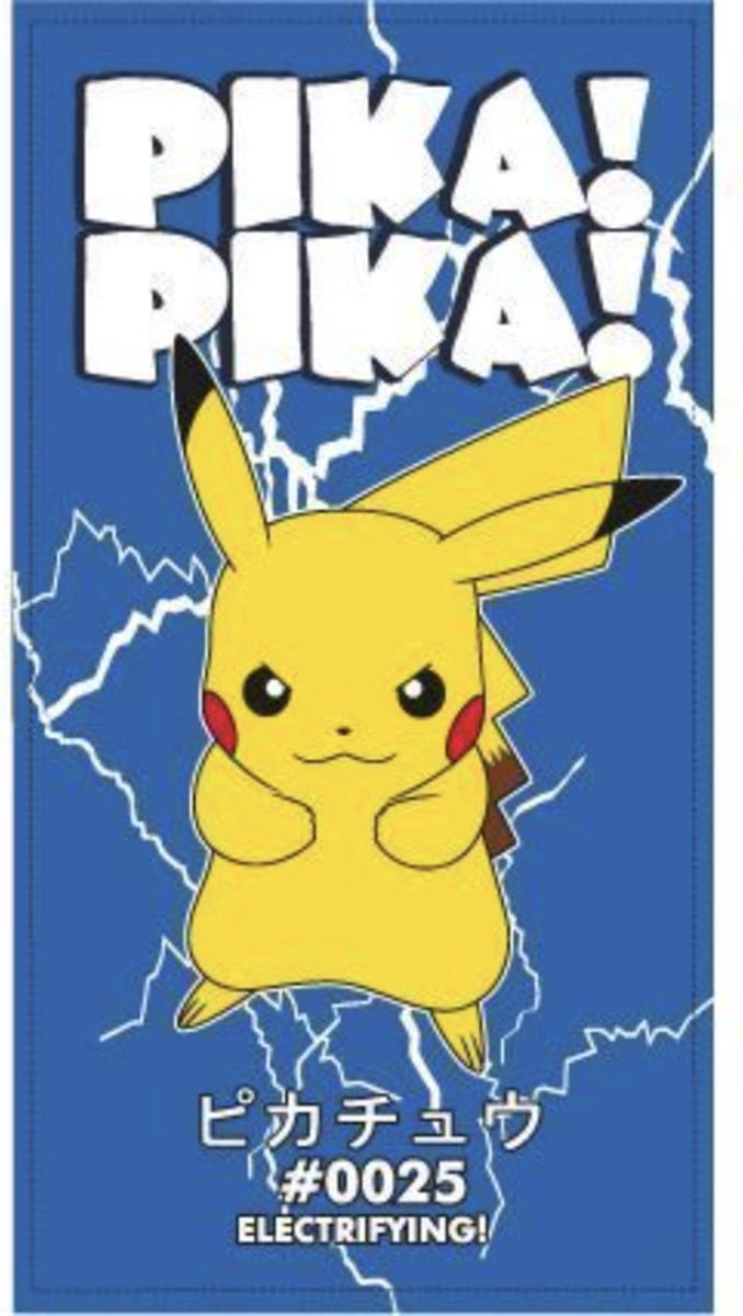 Pokemon strandhanddoek Pika Pika - Blauw - 140 x 70 cm - Polyester