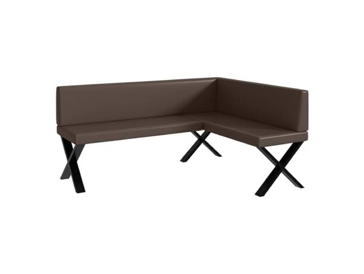 MEBLINI Eckbank für Esszimmer - Küchenbank - Essecke - Sitzecke Küche - Toni - X-Beine 128x168x87cm Rechts - Braun Kunstleder