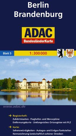 N/A - ADAC Bundesländerkarte Berlin, Brandenburg 1:300.000: Registerheft: Zufahrtskarten - Flughafen- und Messepläne - Entfernungskarte - Umfangreiches ... Kennzeichnung landschaftlich schöner Strecken - Preis vom 30.09.2026 09:01:18 h