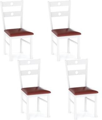 Costway Wooden Dining Chairs Set of 4 Armless Kitchen Chairs with Hollowed Backrest-White