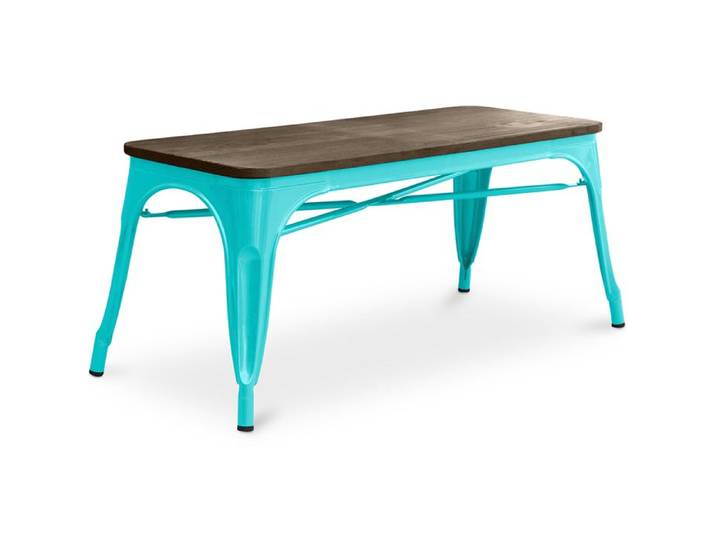Banc Bistrot Metalix Design industriel en Métal et bois foncé - Nouvelle édition Vert pastel