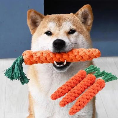 Inspired Living Calming Duck Plush Squeaky Dog Chew Toy carrot
