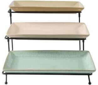 Gibson Elite 3 Tier Serving Platter Set, Tiered Serving Tray for Party
