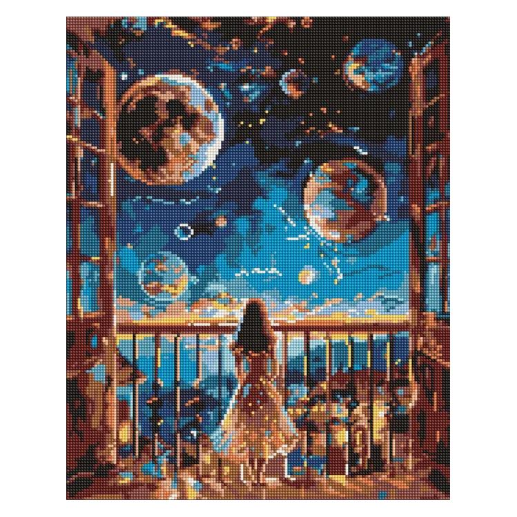 Ideyka Diamond Painting ohne Rahmen - Verträumte Nacht 40 x 50 cm (AMC20161)