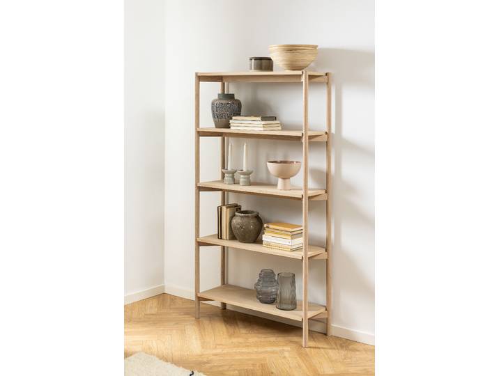 Étagère 86 cm Étagères : MDF panneau de fibres à densité moyenne , contreplaqué et huilé Structure : chêne massif huilé Beige/Marron/Chêne