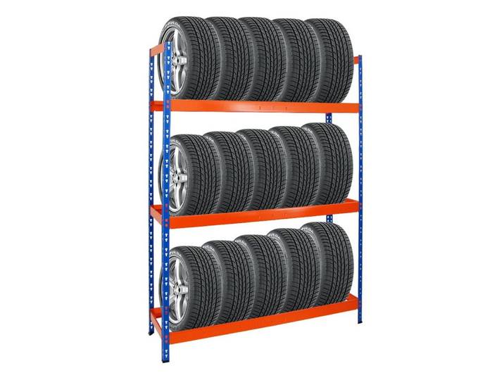 PROREGAL® Schwerlastregal Reifenregal Räderregal TIGER XL 900kg Gesamtlast für 18-21 Reifen, Bis zu 21 Winterreifen Sommerreifen Allwetterreifen 900kg Gesamtlast