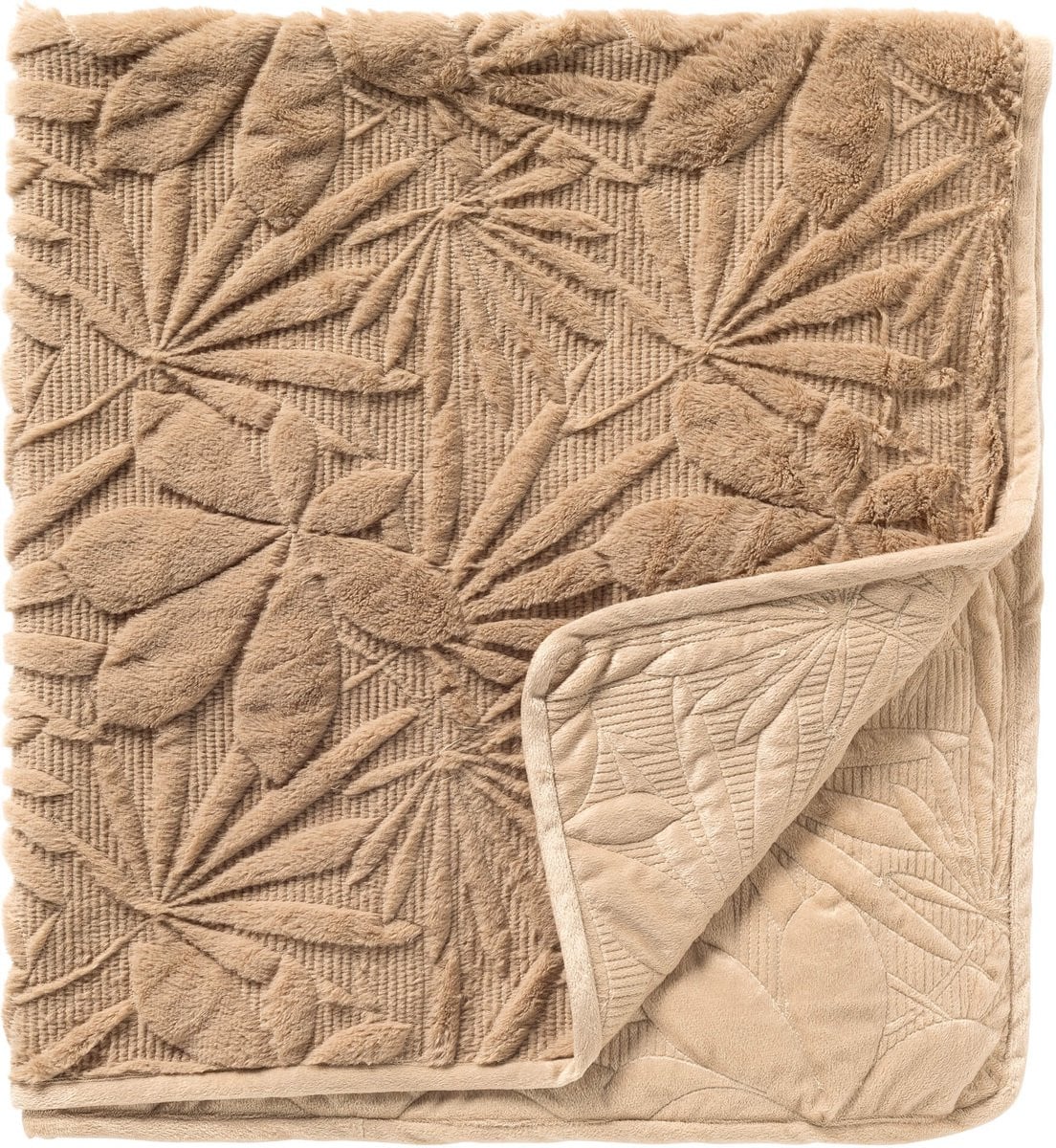 Dutch Decor Jurrian bedsprei met gewatteerd bladmotief - Irish Cream beige - 240 x 260 cm