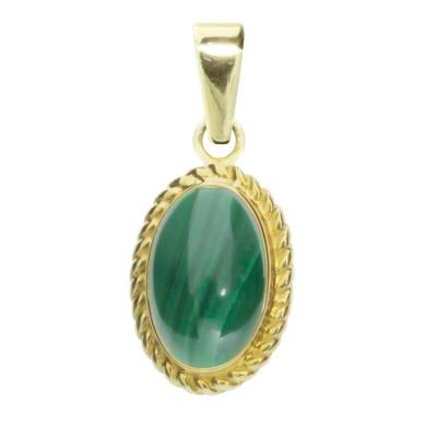Kettenanhänger OSTSEE-SCHMUCK "- Julie - Gold 333/000 - Malachit" Gr. 22, gold (gold 333, goldfarben, gelb), Schmuckanhänger, Damen, Gelbgold 333, Kettenanhänger