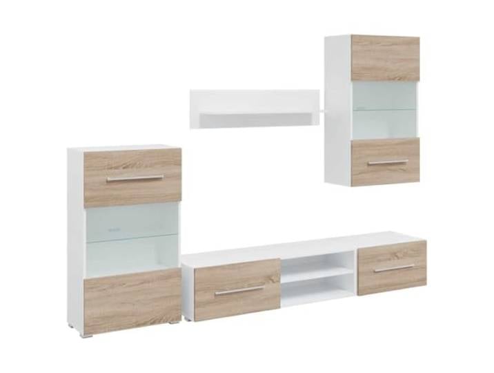 vidaXL 5-TLG. Wohnwand mit LED-Beleuchtung Sonoma-Eiche Holzwerkstoff