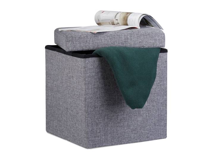 Faltbarer Sitzhocker mit Stauraum Leinen Anthrazit