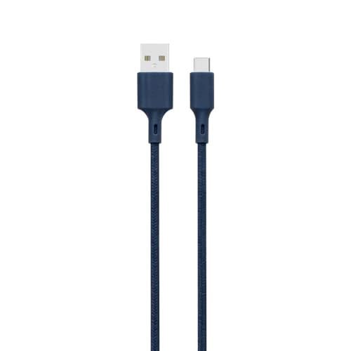 JUST GREEN USB-kabel micro-USB recyclebaar katoen 2 m blauw 2,1 A