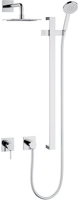 Keuco IXMO Brauseset 59604010002, chrom Einhebelmischer, 2 Verbraucher, eckige Rosette
