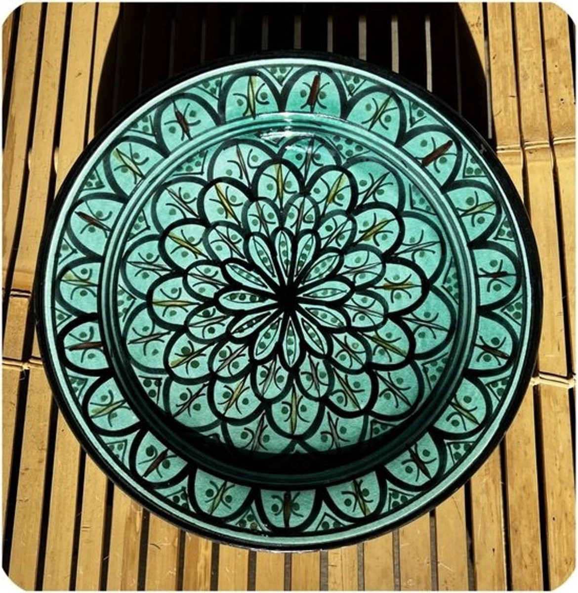 Handbeschilderd Keramiek Wandbord met Oosters Marokkaans Decoratief Design
