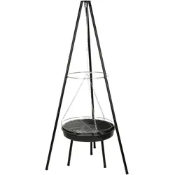WellHome - BBQ Dreibein mit Kette und Grillrost aus Stahl 151cm