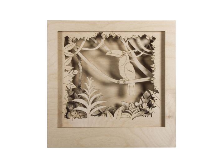 Rayher Holzbau 3D-Motivrahmen Tukan 24 × 24 × 6.5 cm 11 Teile
