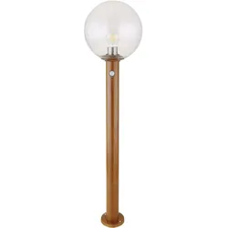 Smart Gartenleuchte mit Bewegungsmelder Außenleuchte Stehlampe moderne Terrassenlampe, Holzoptik, App Steuerung dimmbar CCT, RGB LED 8,5W 806Lm, DxH 25x100 cm