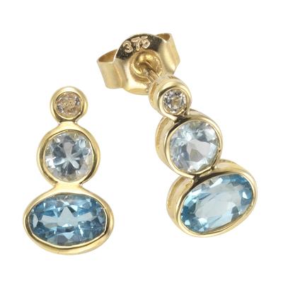Paar Ohrstecker VIVANCE "375/- Gelbgold mit Blautopas/Weißtopas", gelb (gelb, blau), Ohrringe, Damen, one-size, Gold, Ohrstecker