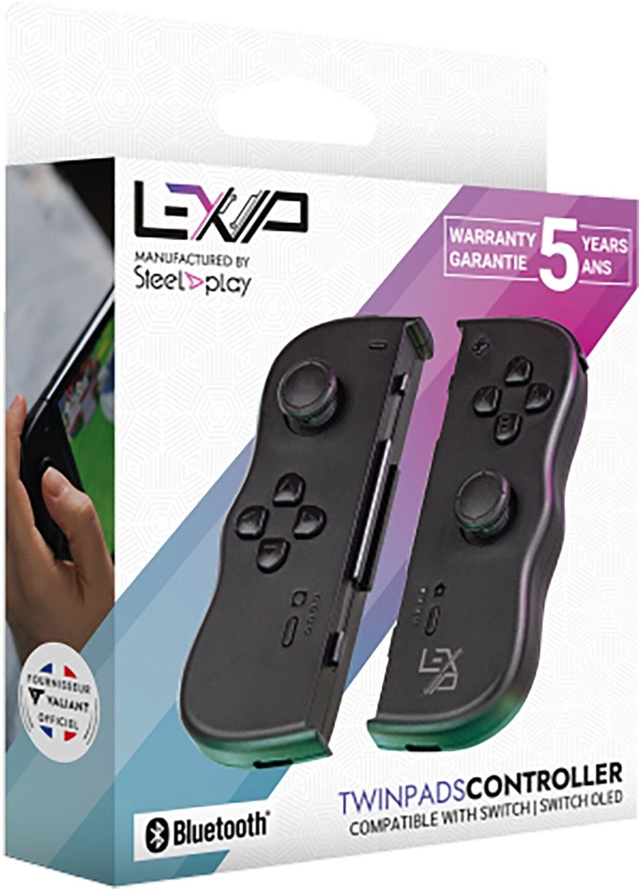 Lexip Steelplay Twin Pads Black Controllers for Nintendo Switch - Wireless, Console-Mounted, and Rechargeable
