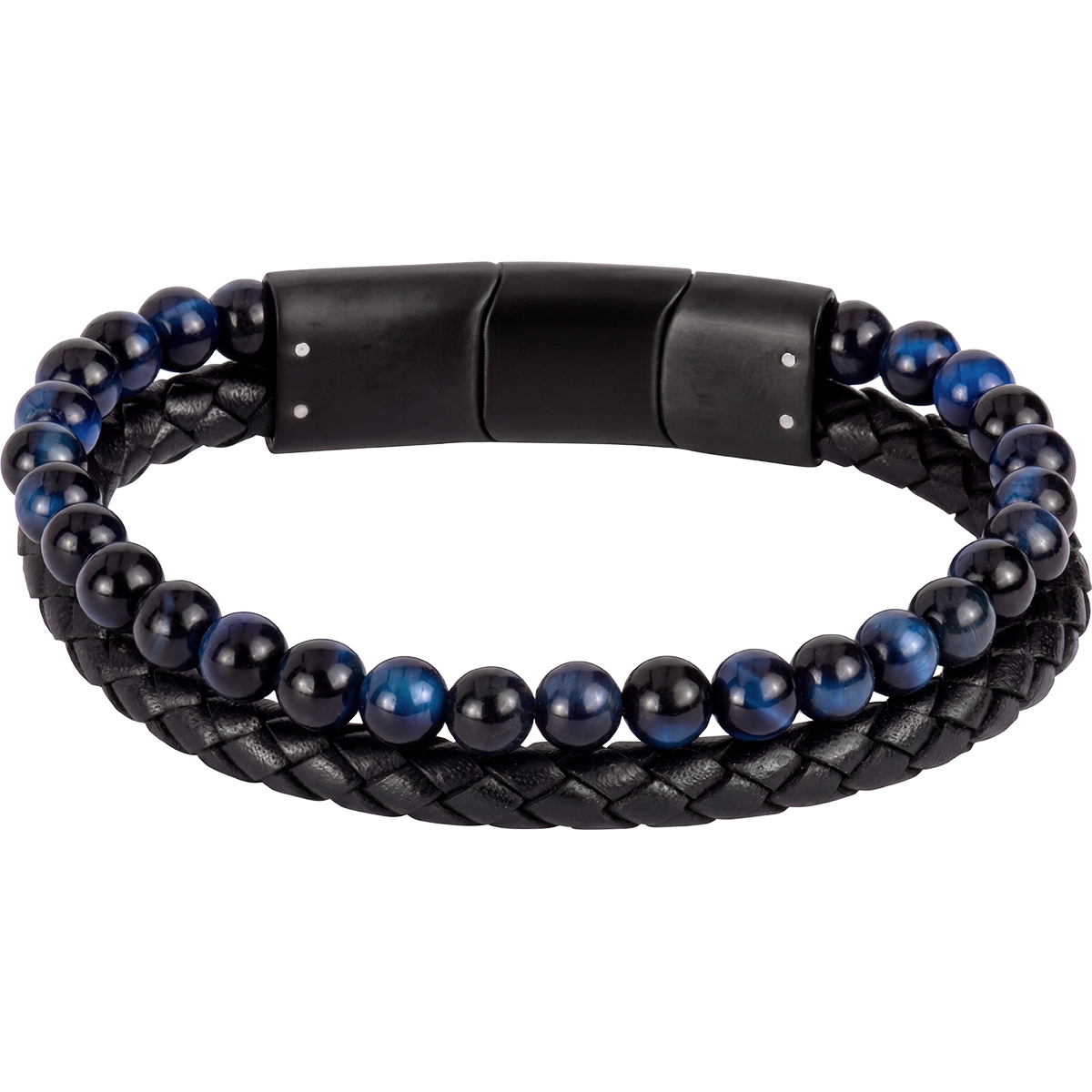 Jacques Lemans Lederarmband mit Onyx und Lapislazuli