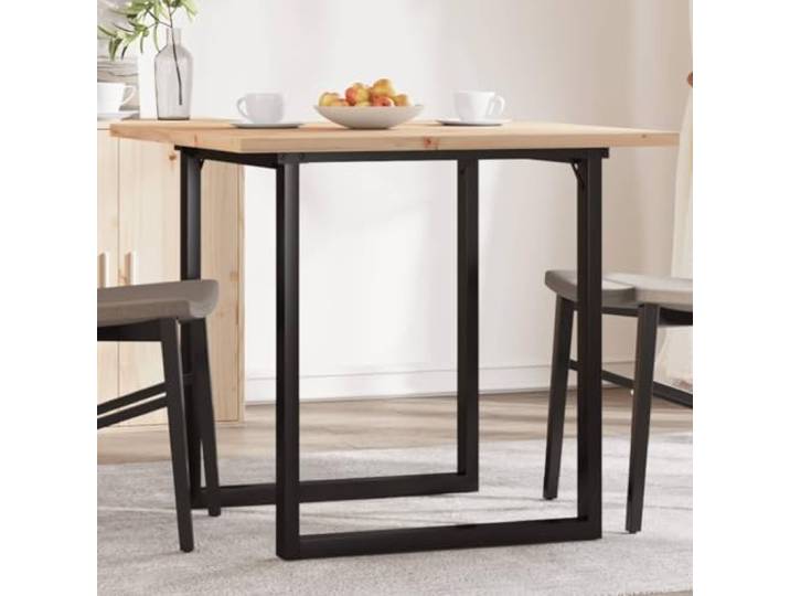 HEFZGDB Esstisch O-Gestell 80x80x75,5 cm Massivholz Kiefer & Stahl mit robuster Tischplatte für stabile Mahlzeiten
