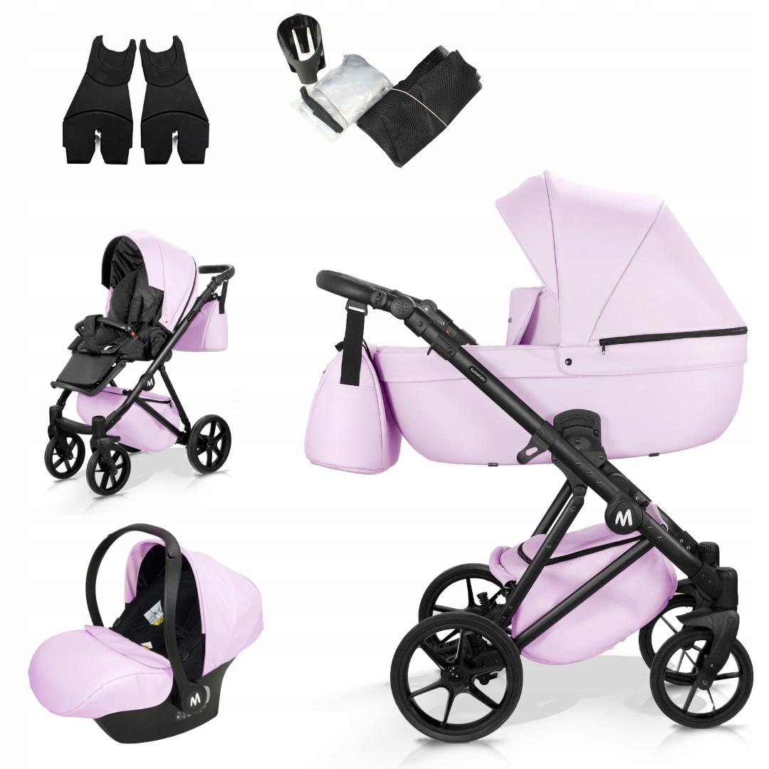 Mommo Harmony 3-in-1 Kombikinderwagen Rosa Kunstleder mit Babyschale