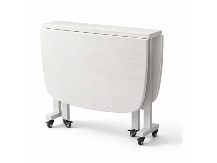 JHIAADEY Klappbarer Esstisch, ausziehbarer Küchenschreibtisch Metallrahmen, Feststellbare Lenkrollen, Zusammenklappbar, Platzsparend, Geeignet for Arbeiten(White,120*80cm)