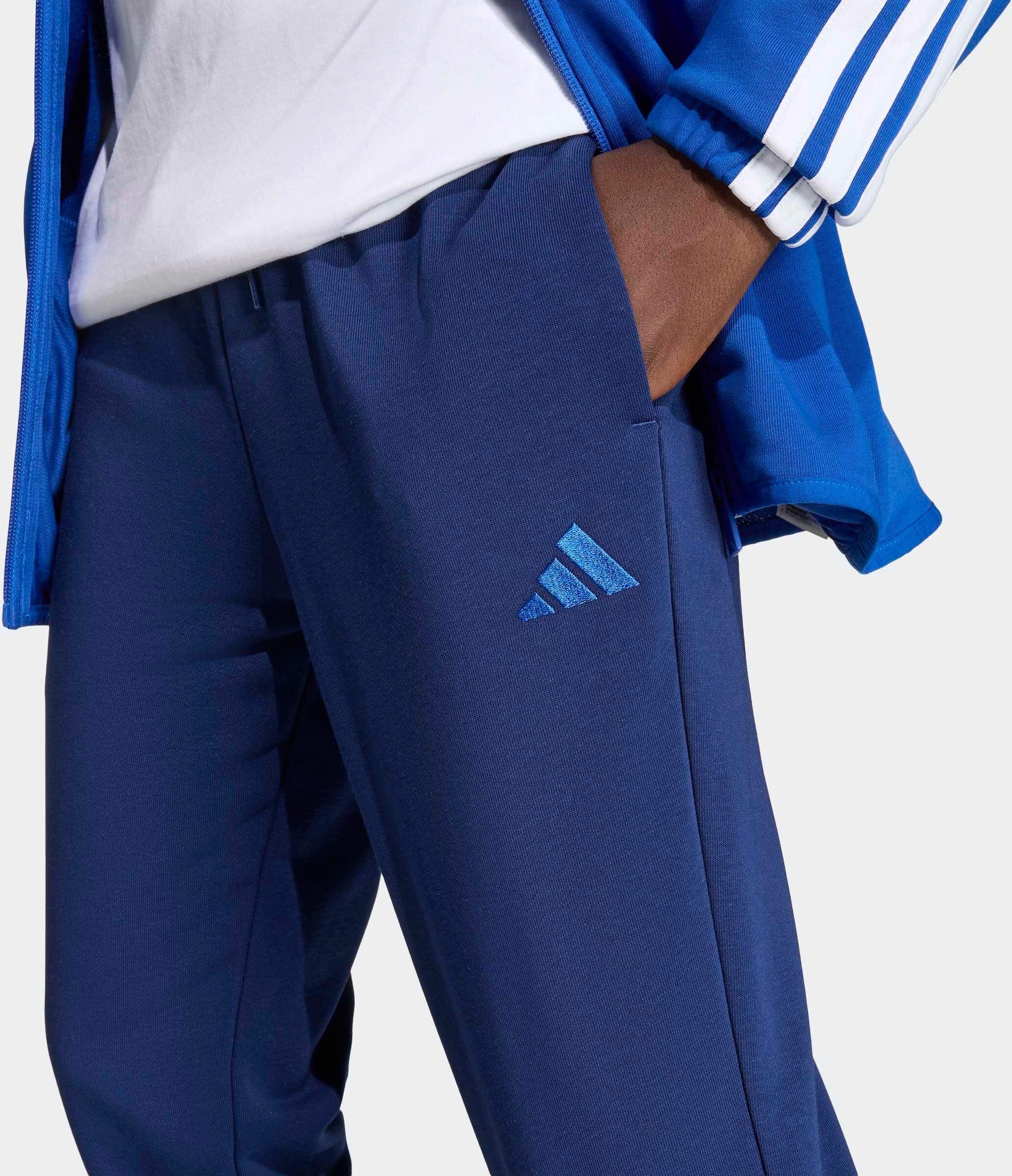 Trainingsanzug ADIDAS SPORTSWEAR "J 3S FT TS 220", Mädchen, Gr. 152, blau (royblu, weiß), Obermaterial: 52% Baumwolle, 48% Polyester, Sportanzüge Trainingsanzug royblu, weiß 152