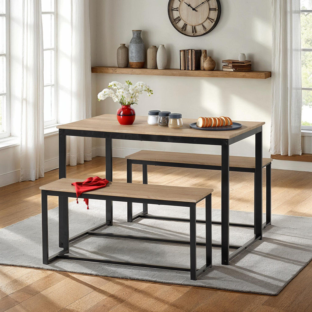 17 Stories Mylena 4 -Person Dining Set Oak 4